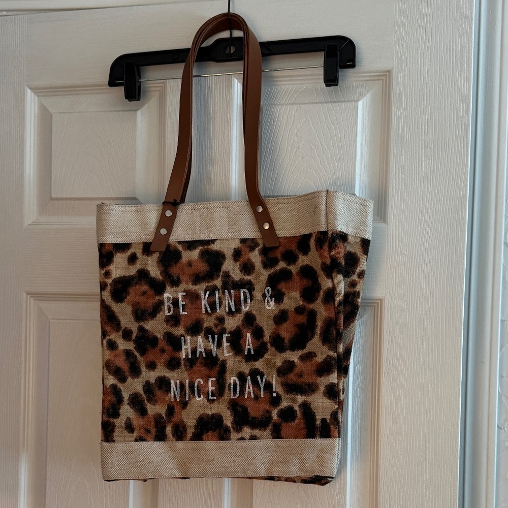 Leopard Print Apolis Market Bag - BE KIND & HAVE A NICE DAY! - $78 NWT